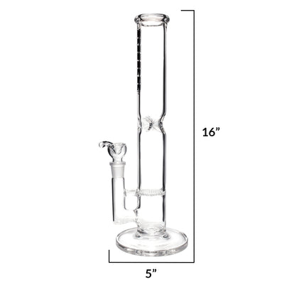 16" Straight Honeycomb Glass Water Bong
