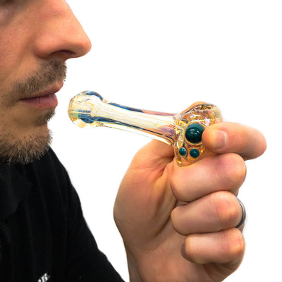Gold & Silver Fumed Inside Out Glass Dry Hand Pipe