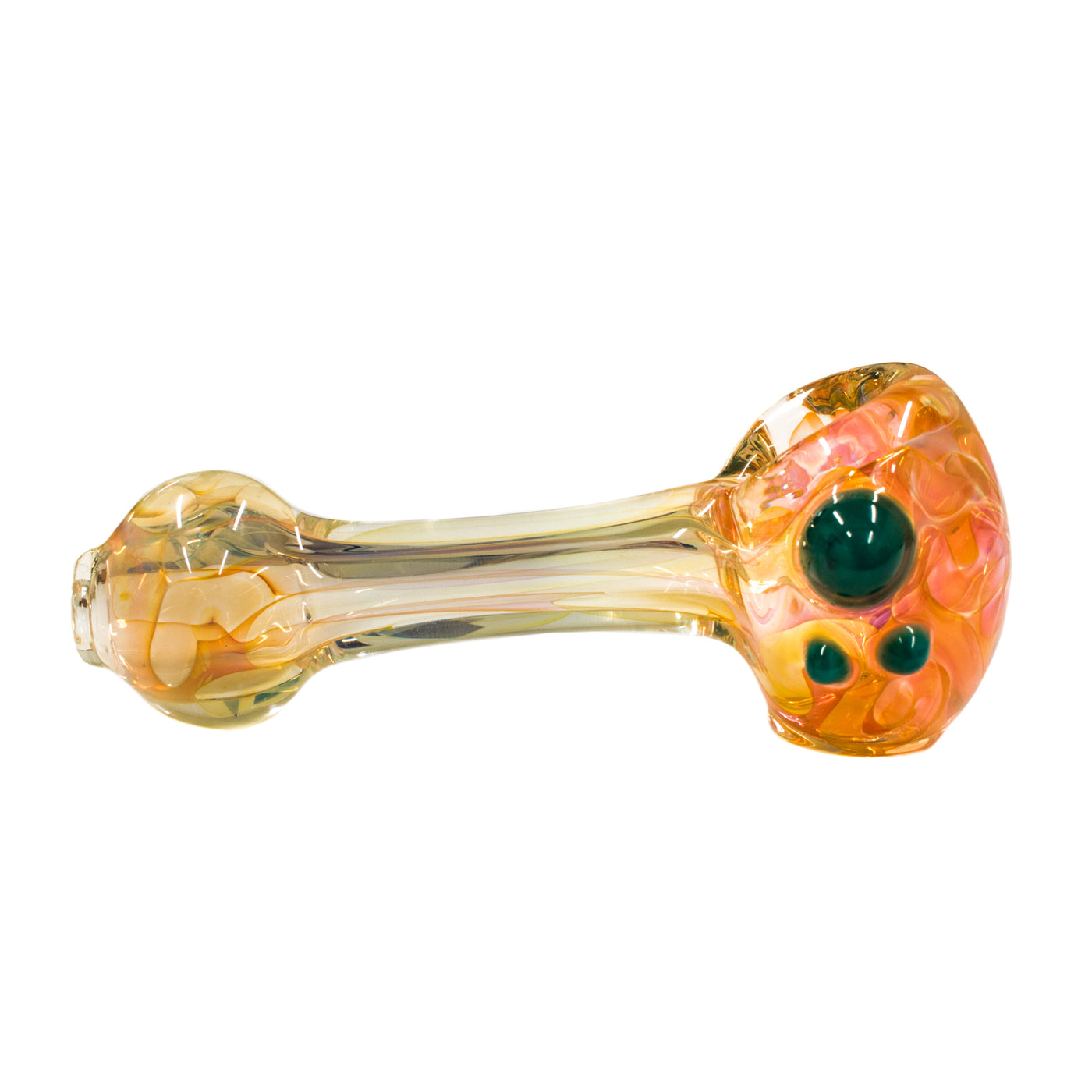 Gold Fumed Glass Pipe with Blue Bowl 4 - Kings Pipes