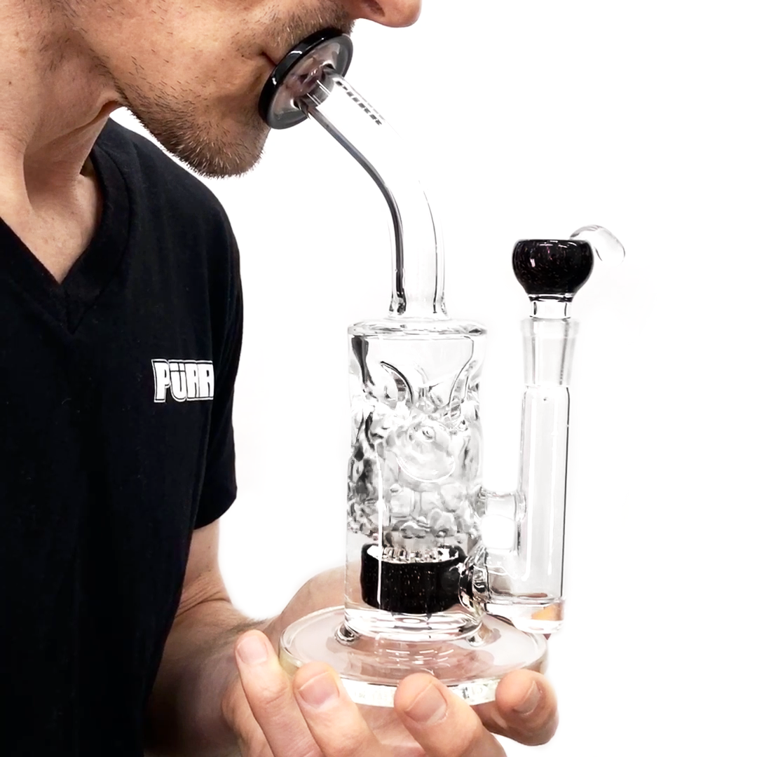 7 BLACK HONEYCOMB PERCOLATOR Tobacco Hookah Water Pipe Bong THICK Glass  +SCREEN